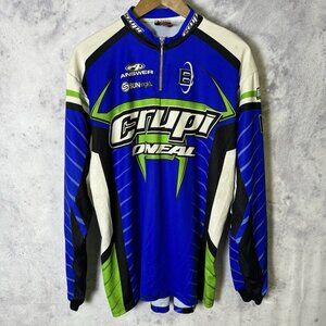 Vintage Hot Shoppe Racing Jersey Mens Large Blue Long Sleeve Oneal Crupi Zip USA